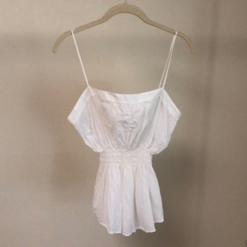 James Perse gathered cotton white camisole